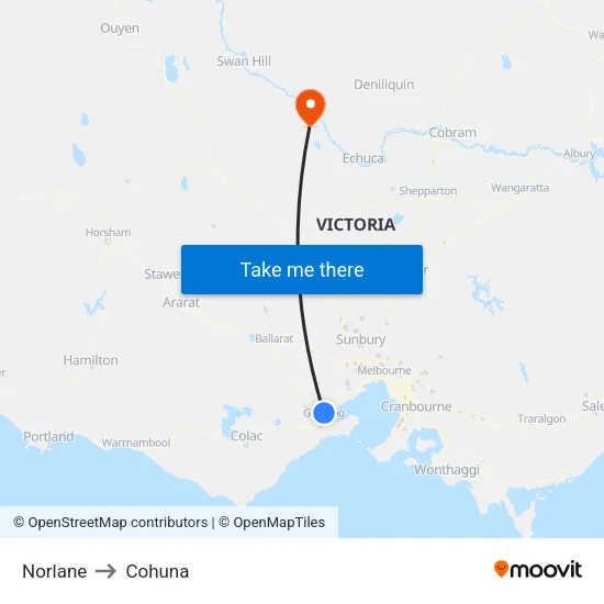 Norlane to Cohuna map