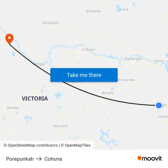 Porepunkah to Cohuna map