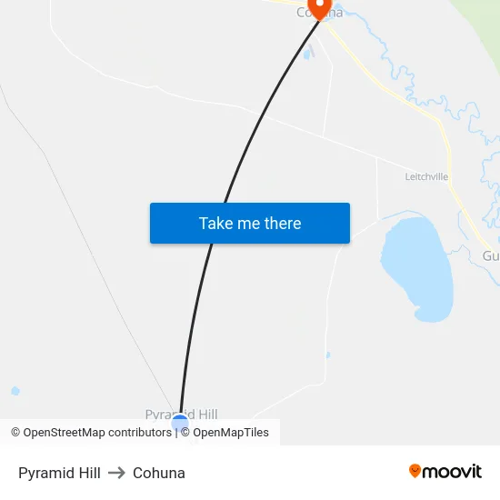 Pyramid Hill to Cohuna map