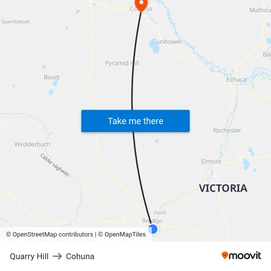 Quarry Hill to Cohuna map