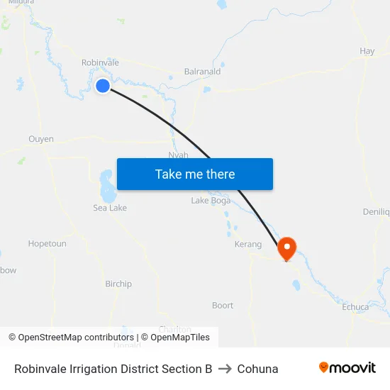 Robinvale Irrigation District Section B to Cohuna map