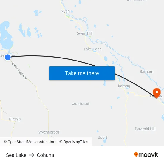 Sea Lake to Cohuna map