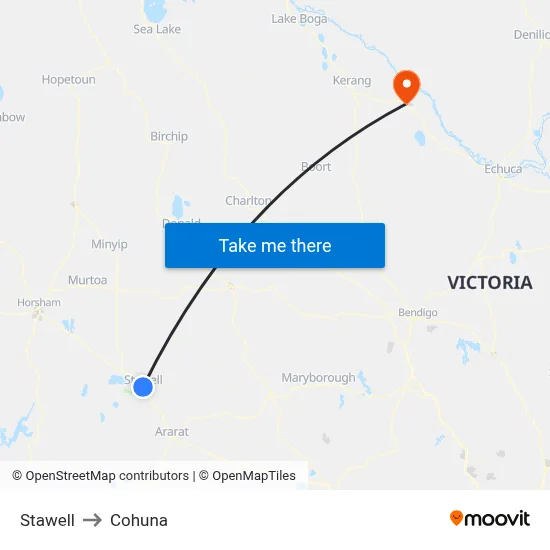 Stawell to Cohuna map