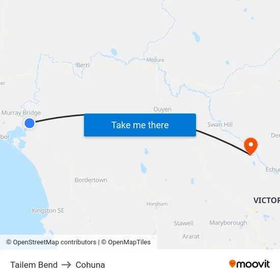 Tailem Bend to Cohuna map
