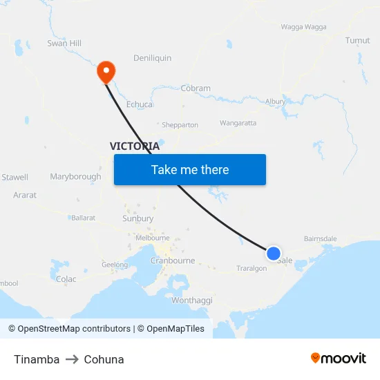 Tinamba to Cohuna map