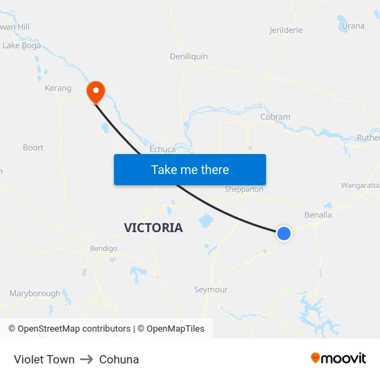 Violet Town to Cohuna map