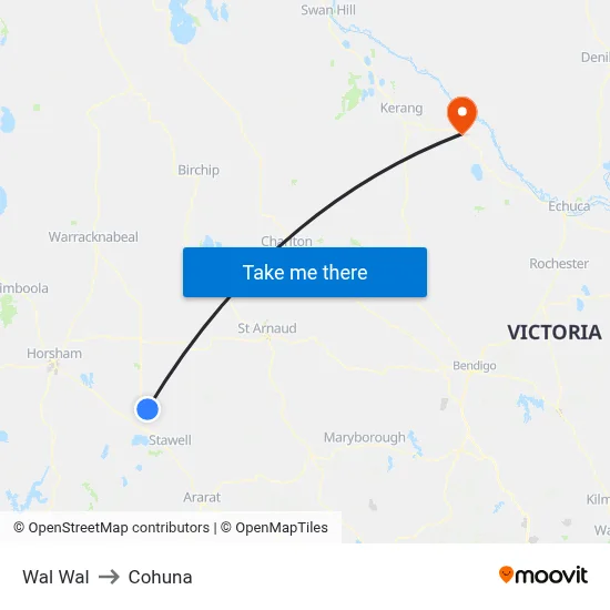 Wal Wal to Cohuna map
