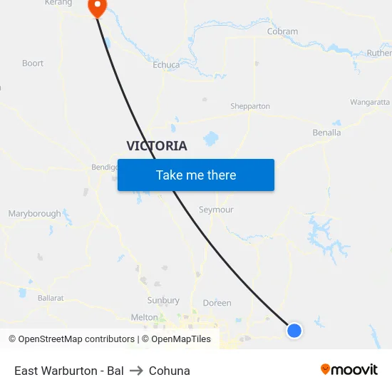 East Warburton - Bal to Cohuna map