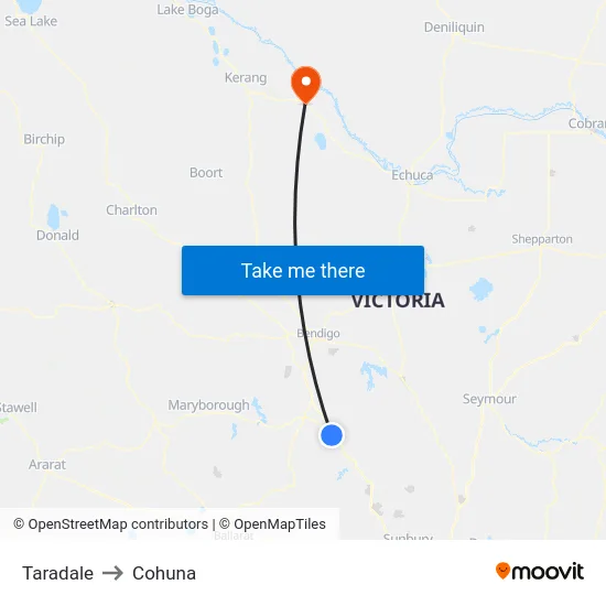 Taradale to Cohuna map