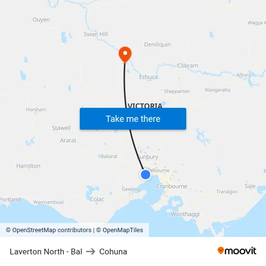 Laverton North - Bal to Cohuna map