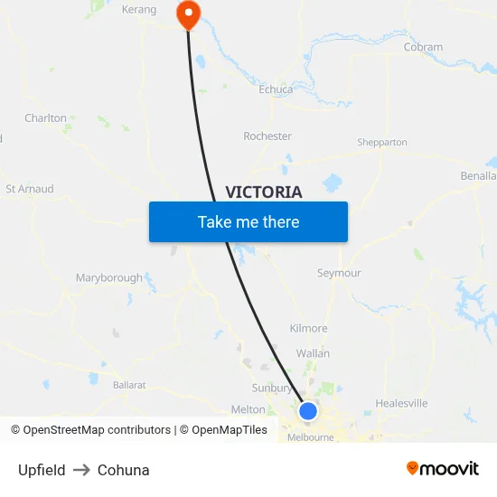 Upfield to Cohuna map