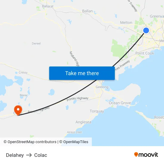 Delahey to Colac map