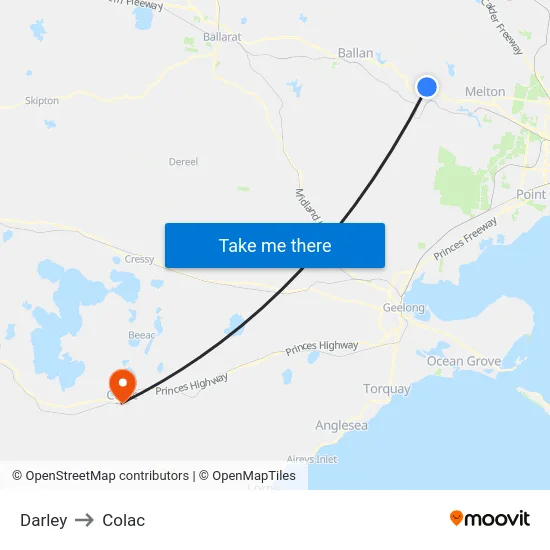 Darley to Colac map