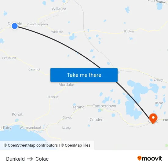 Dunkeld to Colac map