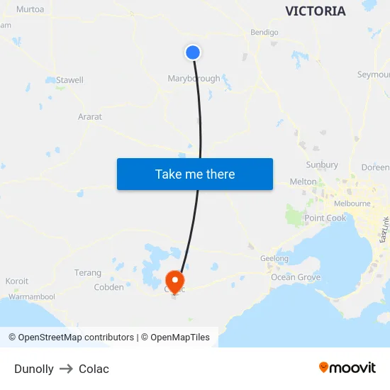 Dunolly to Colac map