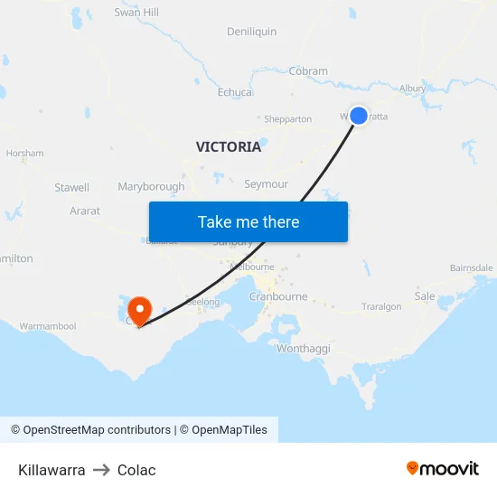 Killawarra to Colac map