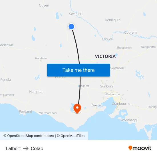 Lalbert to Colac map