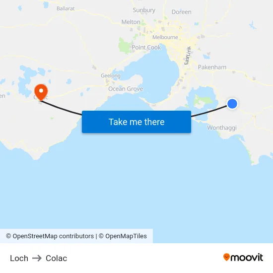 Loch to Colac map