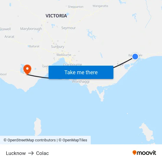 Lucknow to Colac map