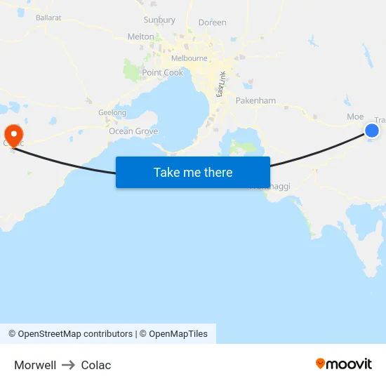 Morwell to Colac map