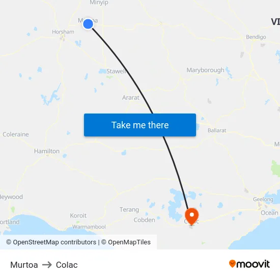 Murtoa to Colac map