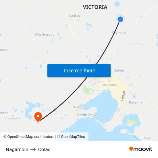 Nagambie to Colac map