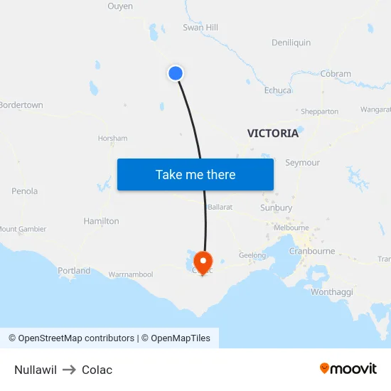 Nullawil to Colac map