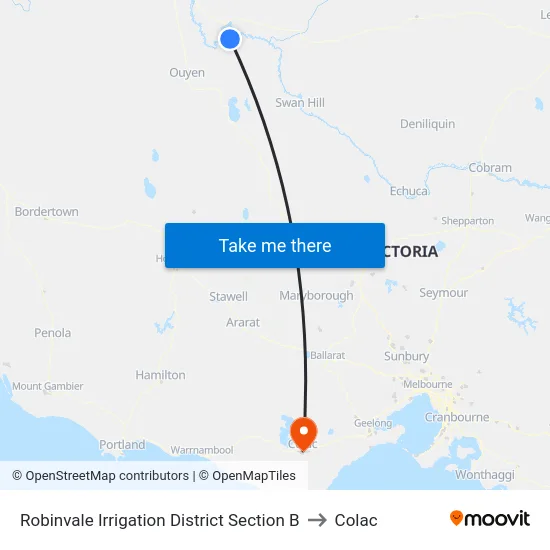 Robinvale Irrigation District Section B to Colac map