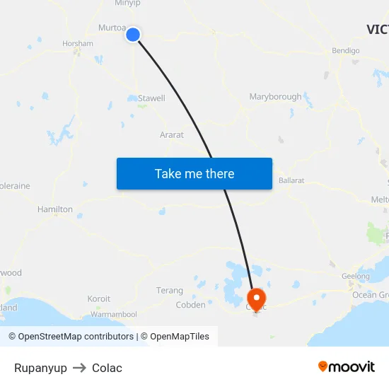 Rupanyup to Colac map