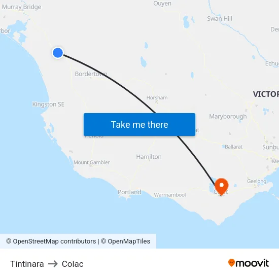 Tintinara to Colac map