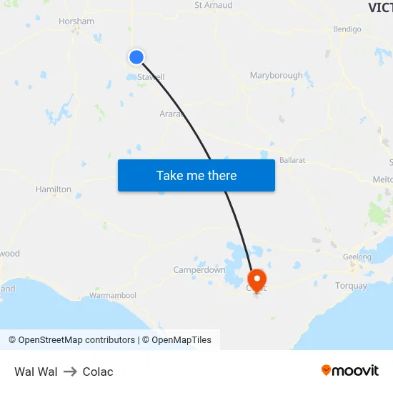 Wal Wal to Colac map