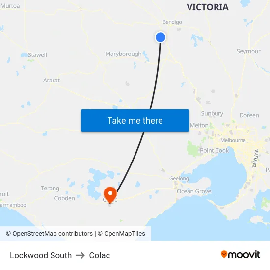 Lockwood South to Colac map