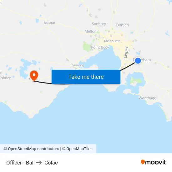 Officer - Bal to Colac map