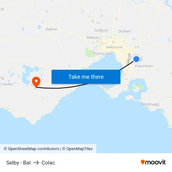 Selby - Bal to Colac map