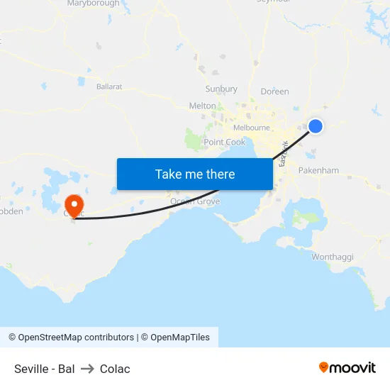Seville - Bal to Colac map