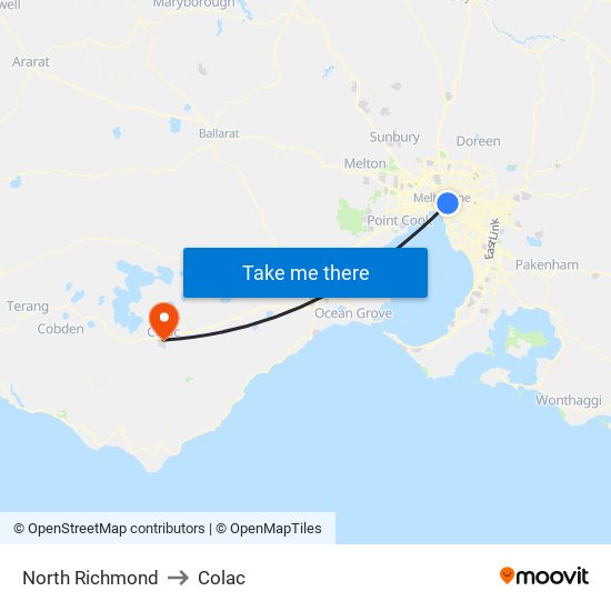 North Richmond to Colac map