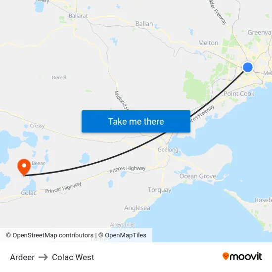 Ardeer to Colac West map