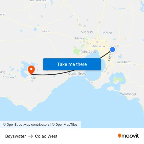 Bayswater to Colac West map