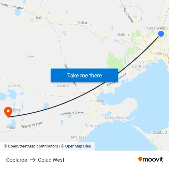 Coolaroo to Colac West map