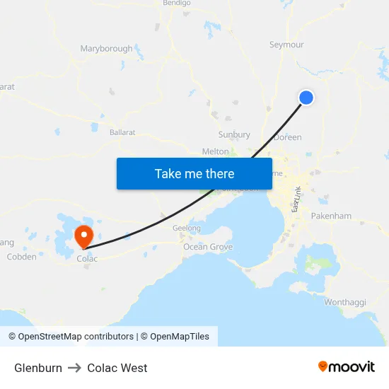 Glenburn to Colac West map