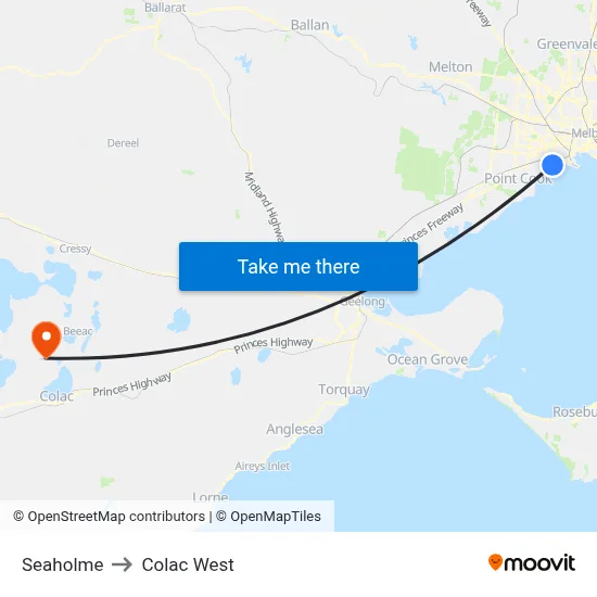 Seaholme to Colac West map