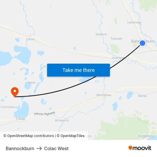 Bannockburn to Colac West map