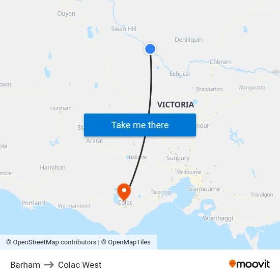 Barham to Colac West map
