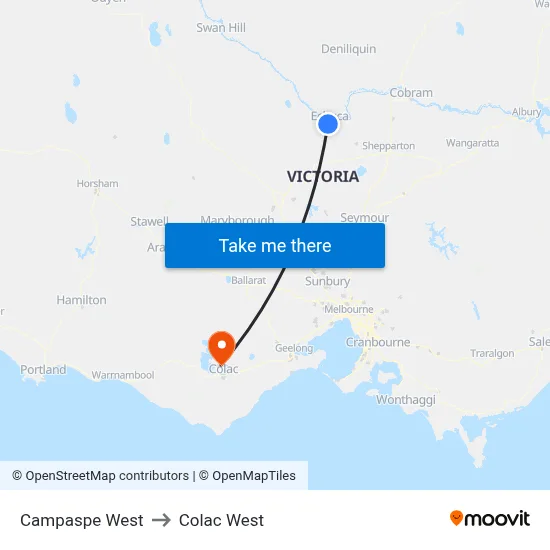 Campaspe West to Colac West map