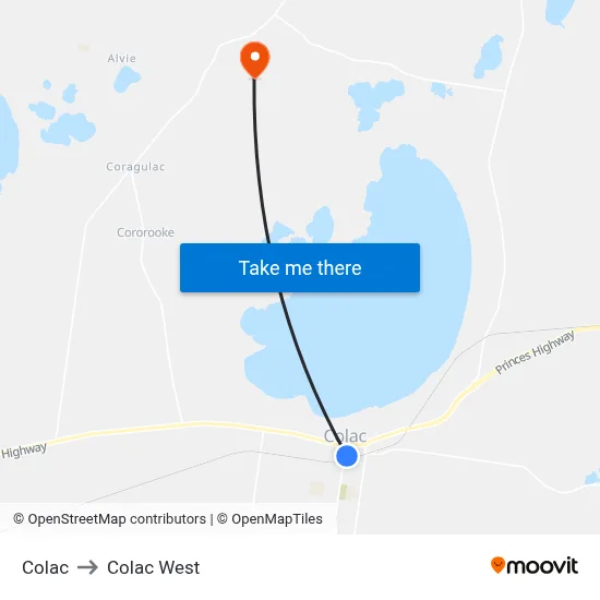 Colac to Colac West map