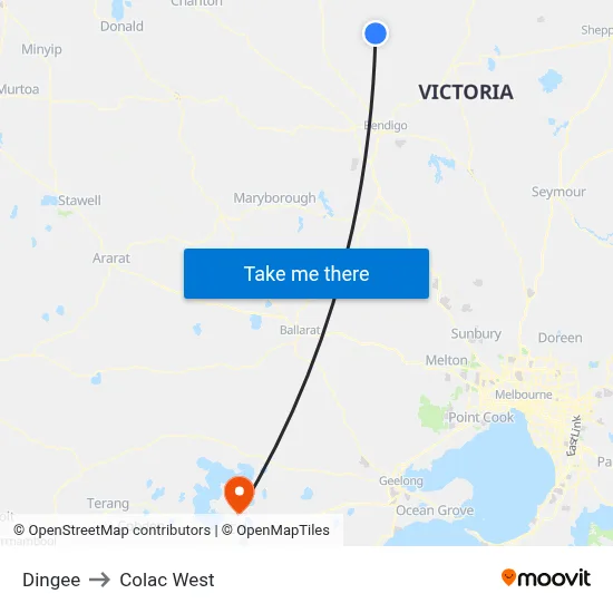 Dingee to Colac West map