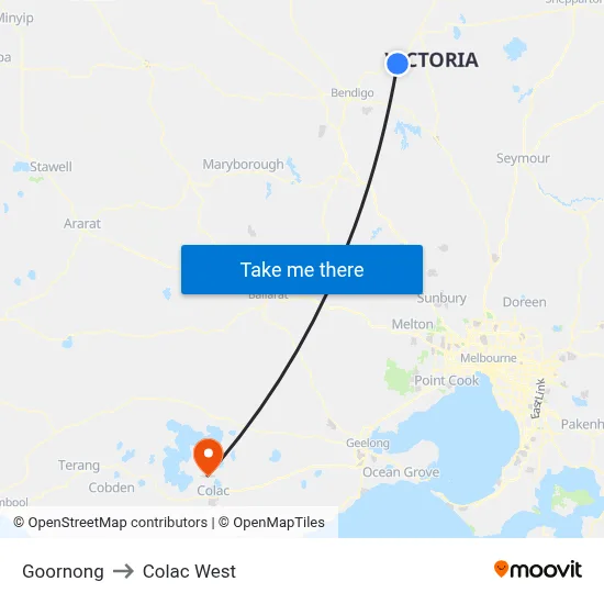 Goornong to Colac West map