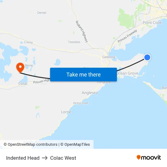 Indented Head to Colac West map