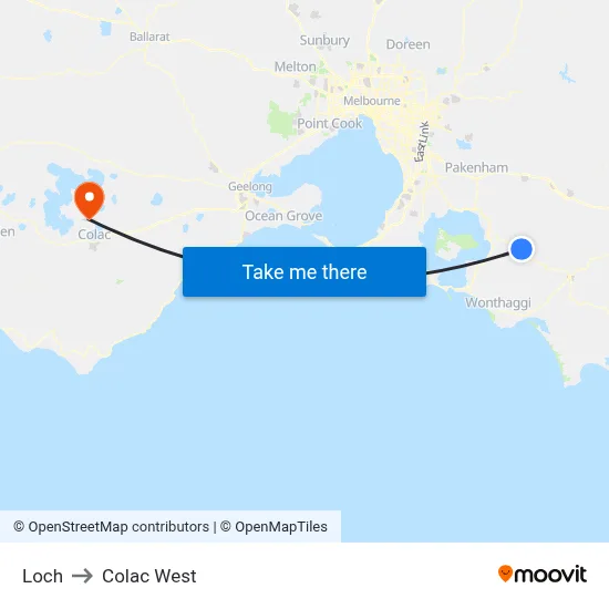 Loch to Colac West map