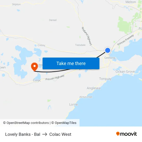 Lovely Banks - Bal to Colac West map